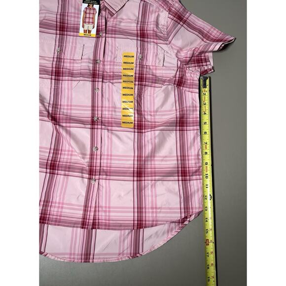 Eddie Bauer Short Sleeve Adventure Shirt Peach Starling Plaid Womens M *READ* - Picture 10 of 12